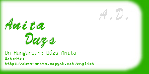 anita duzs business card