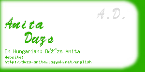 anita duzs business card